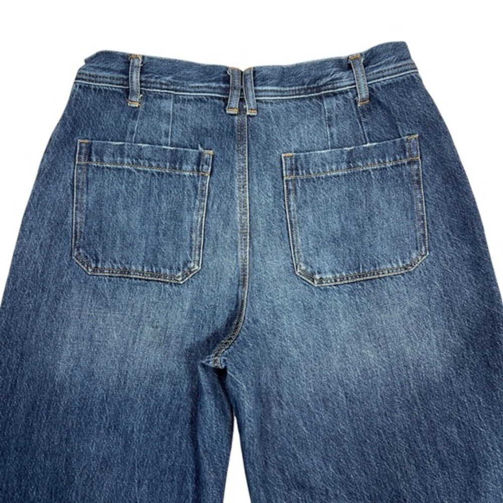 Sincerely Jules High-Rise Flare Wide Leg Crop Jeans 30" Medium Wash Raw Hem - Picture 9 of 11